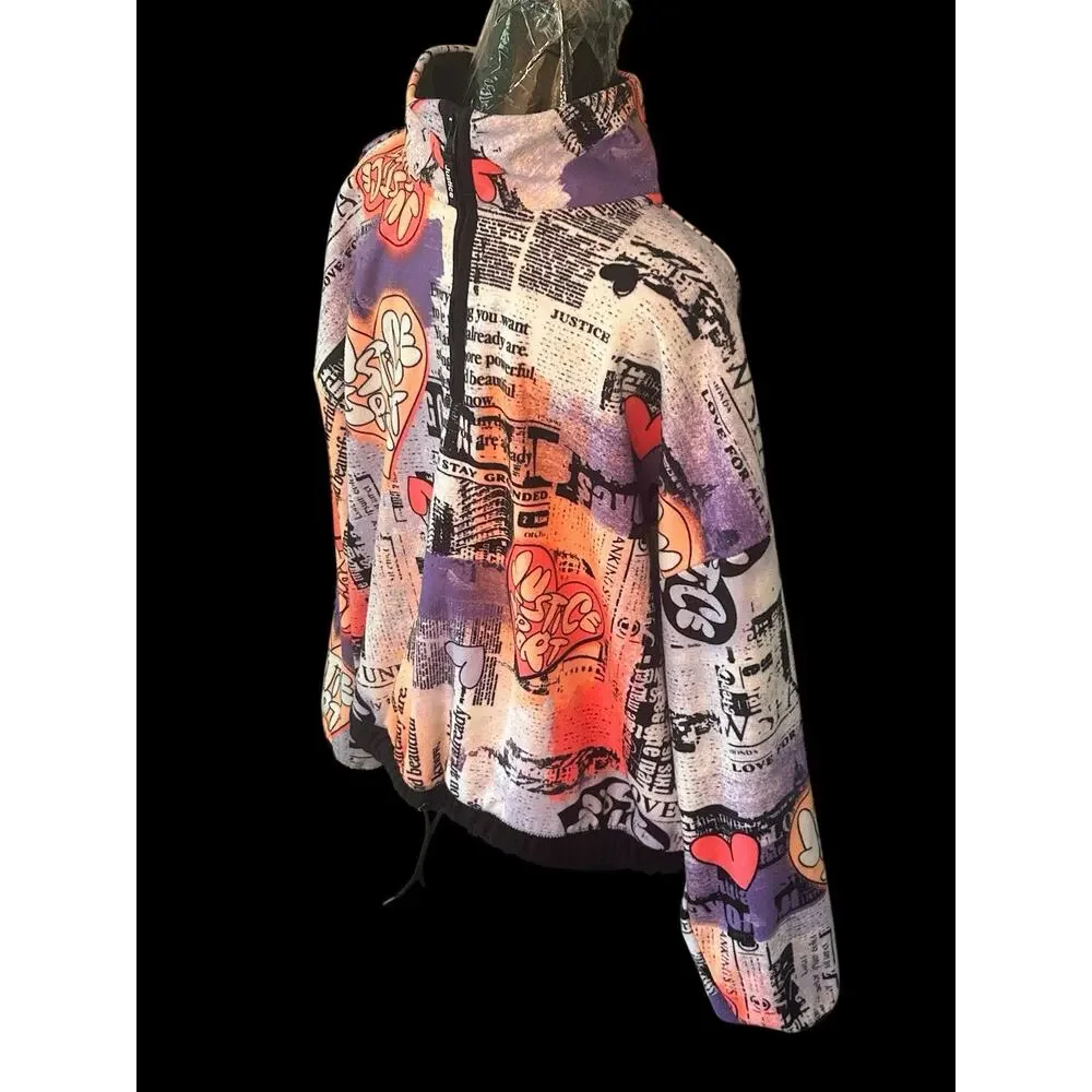 Justice Girls Quarter Zip Jacket Size 16P Colorful Design
